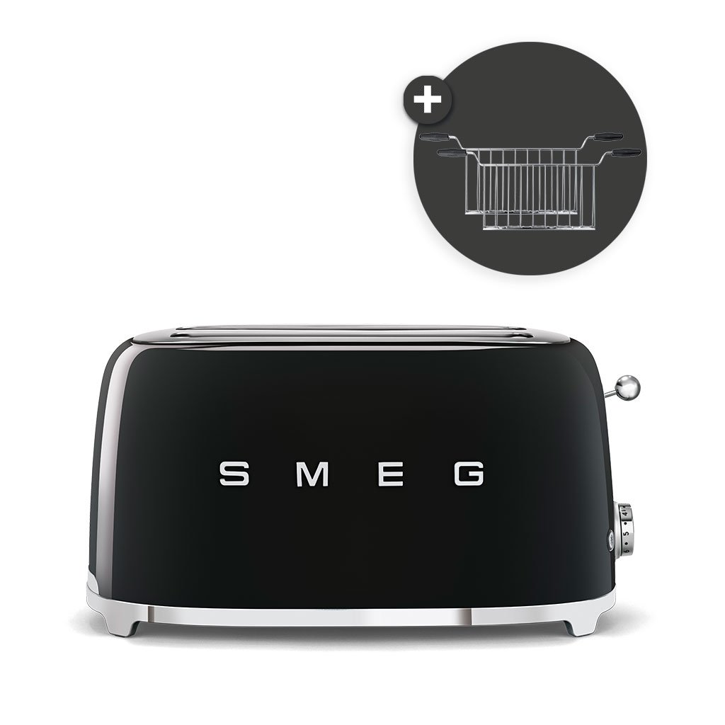 SET Langschlitztoaster mit zwei Sandwichzangen Schwarz