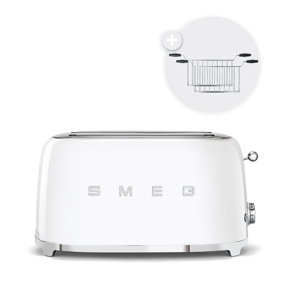 SET Langschlitztoaster mit zwei Sandwichzangen Weiß